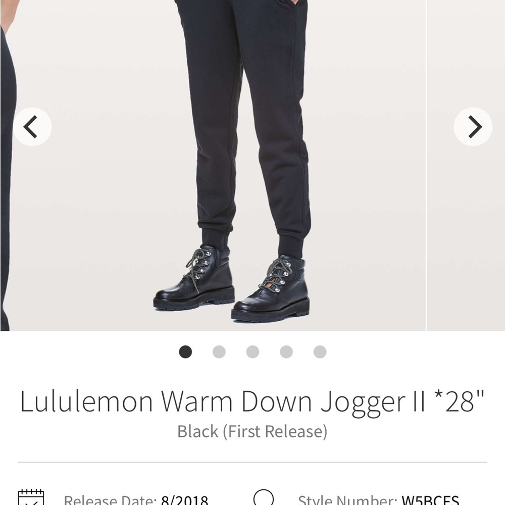 lululemon Warm Down jogger II “28” size 8 Black Joggers